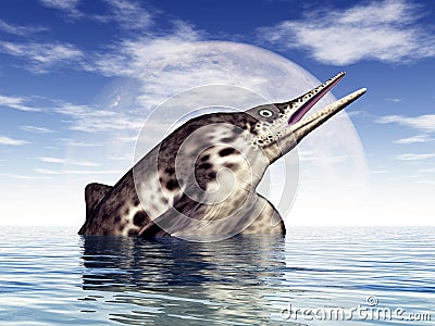 Ichthyosaur Stenopterygius Cartoon Illustration