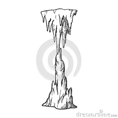 Icicle Stalactite Frozen Waterfall Ink Vector Vector Illustration