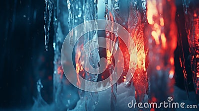 Icicles and flames harmoniously fused Stock Photo