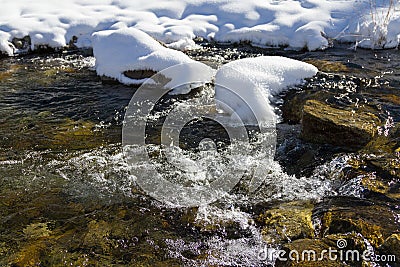 Clear water in a winter creek Stock Photo