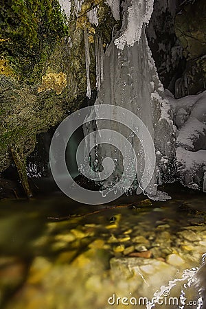 Icicles up the swift creek Stock Photo