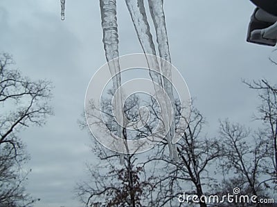 Icicles, frozen water, winter in arkansas Stock Photo