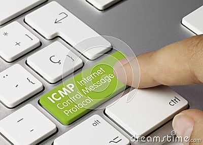 ICMP Internet Control Message Protocol - Inscription on Green Keyboard Key Stock Photo