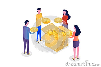 Ico concept, Initial coin offering. Vector Vector Illustration