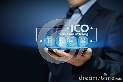 ICO Initial Coin Offering Business Internet Technology Concept Stock Photo