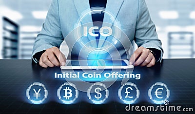 ICO Initial Coin Offering Business Internet Technology Concept Stock Photo