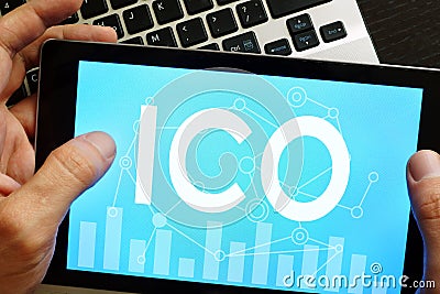 ICO Initial Coin Offering. Stock Photo
