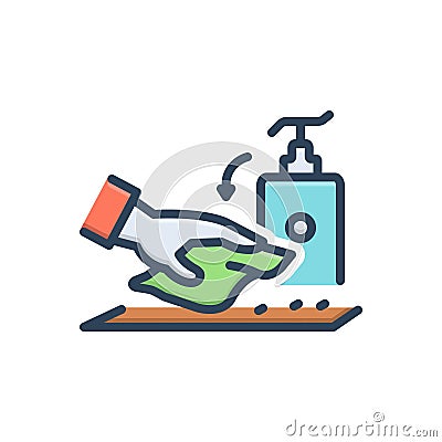 Color illustration icon for By, means of prevention and through Vector Illustration