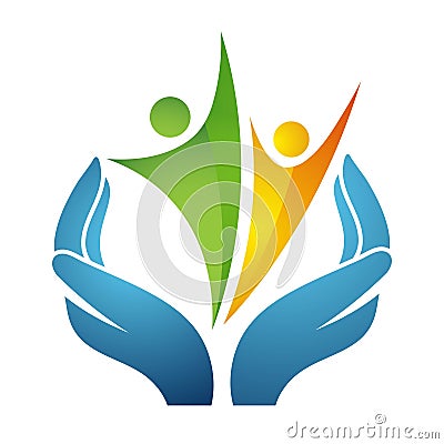 People wellness woman, children charity logo icon. Vector Illustration