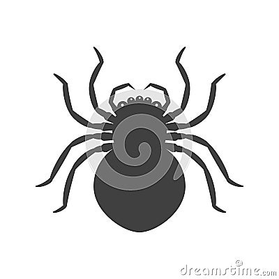 Icon absolutely black spider. Vector on a white background Stock Photo