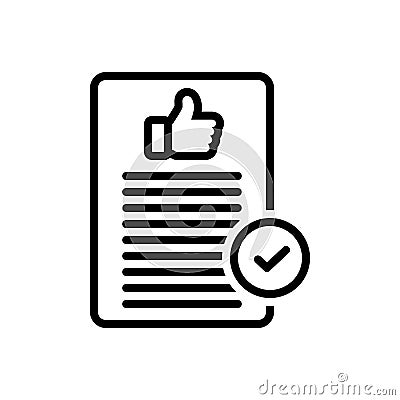 Black line icon for Acceptable, admissible and thumb Vector Illustration