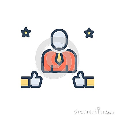 Color illustration icon for Acknowledged, accepted and approved Vector Illustration
