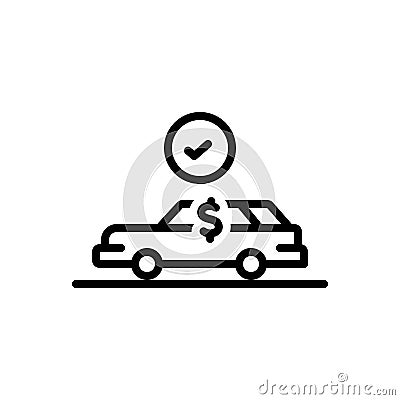 Black line icon for Afford, dollar and car Vector Illustration