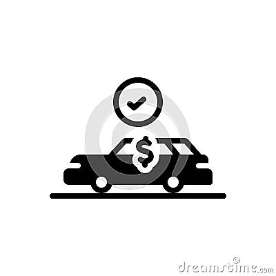 Black solid icon for Afford, dollar and car Vector Illustration