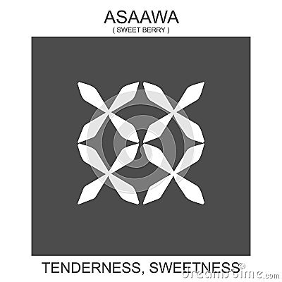 Icon with african adinkra symbol Asaawa. Symbol of tenderness and sweetness Vector Illustration