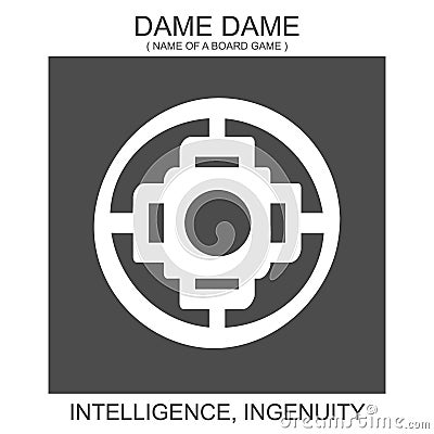  icon with african adinkra symbol Dame Dame. Symbol of Intelligence and Ingenuity Vector Illustration