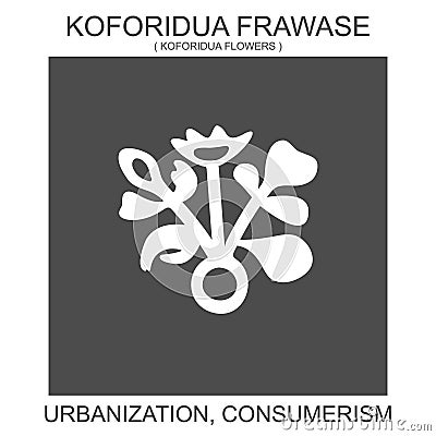 icon with african adinkra symbol Koforidua Frawase. Symbol of urbanization and consumerism Vector Illustration