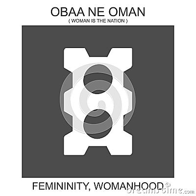icon with african adinkra symbol Obaa Ne Oman. Symbol of femininity and womanhood Vector Illustration