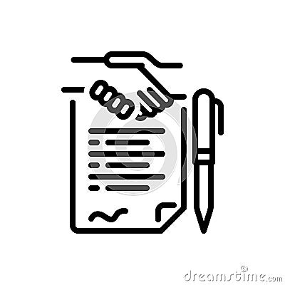 Black line icon for Agreement, settlement and deal Vector Illustration