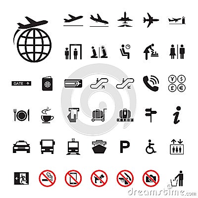 Icon Airport set Vector Illustration