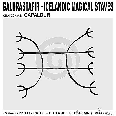 icon with ancient Icelandic magical staves Gapaldur. Symbol means and is used for protection and fight against magic Vector Illustration
