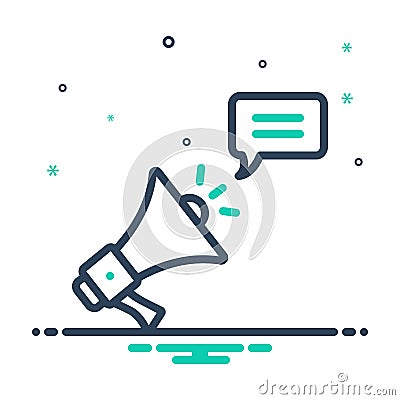 Mix icon for Announce, declare and publish Stock Photo