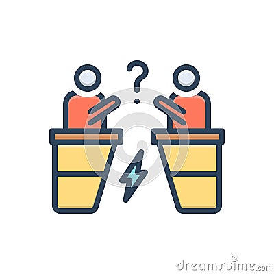 Color illustration icon for Arguments, aggression and fight Vector Illustration