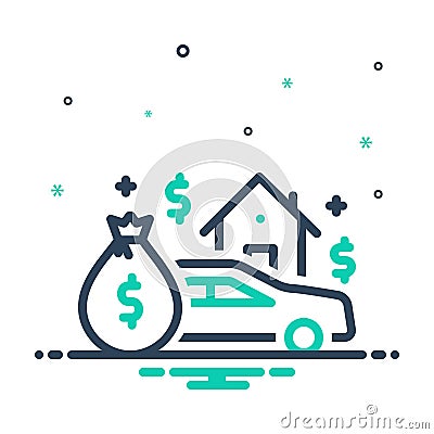 Mix icon for Asset, heirloom and money Stock Photo