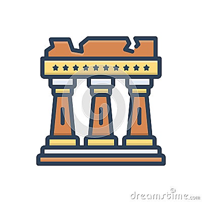 Color illustration icon for Athens, ruins and landmark Vector Illustration