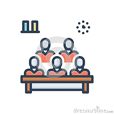 Color illustration icon for Attending, candid and conference Vector Illustration