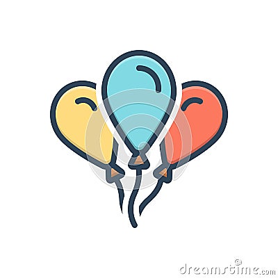 Color illustration icon for Balloons, party and celeb Cartoon Illustration