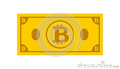 Icon of Bank notes bitcoin,on the isolated white background.Symbol of currencie in flat style. Vector Illustration