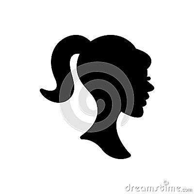 Black solid icon for Barbie, doll and beautiful Vector Illustration