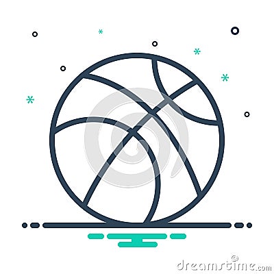 Mix icon for Basketball, circle and play Vector Illustration