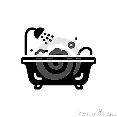 Black solid icon for Baths, bathtub and bathing Vector Illustration