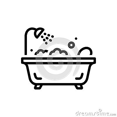 Black line icon for Baths, bathtub and bathing Vector Illustration