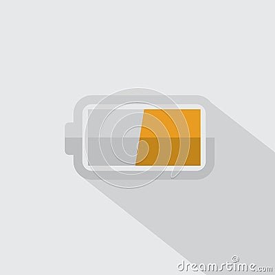 Icon battery half charged with shadow Vector Illustration