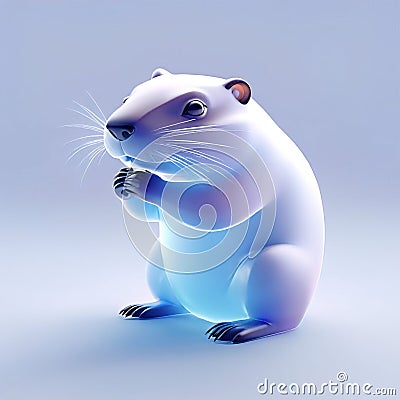 Icon of beaver, Glossy glass style Cartoon Illustration