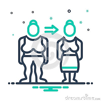 Mix icon for Became, obesity and female Vector Illustration