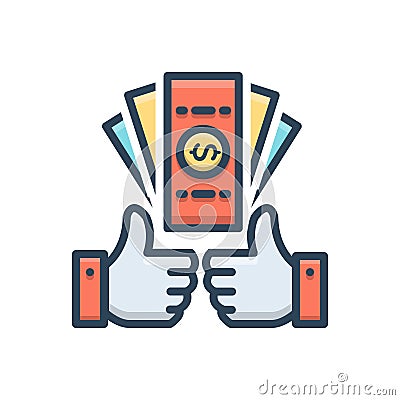 Color illustration icon for Benefits, profit and gain Cartoon Illustration