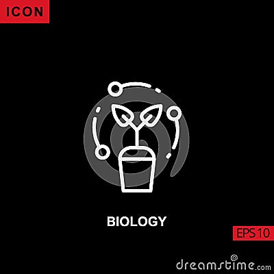 Icon biology plant pottery tree leaf with circle vector on black background Vector Illustration