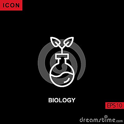 Icon biology tree leaf with tube flask vector on black background Vector Illustration