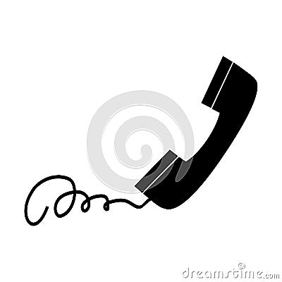 Icon black cable telephone call concept Vector Illustration