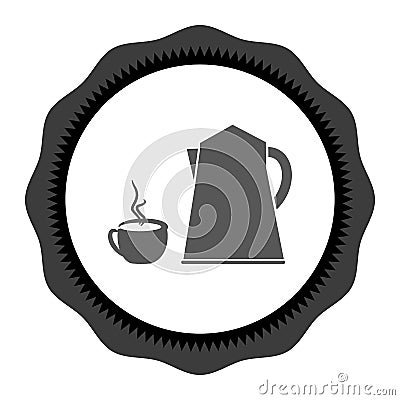 Icon black on white cup of coffee tea with steam line Stock Photo