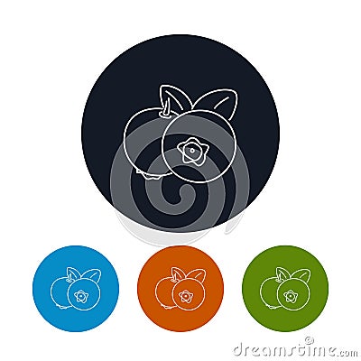Icon Blueberries in the Contours Vector Illustration