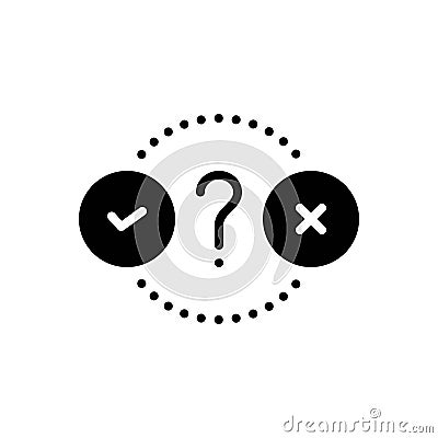 Black solid icon for Boolean, question mark and wrong Vector Illustration