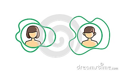 Icon boy and girl in asymmetry Stock Photo