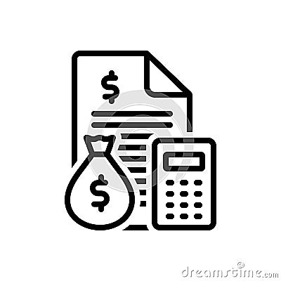 Black line icon for Budget, money and financial Vector Illustration