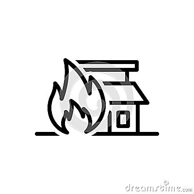 Black line icon for Burn, burn and blaze Vector Illustration