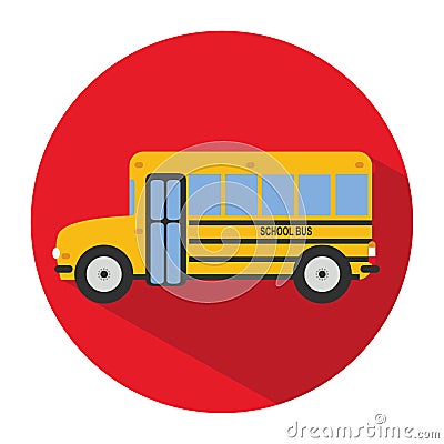 Icon of a bus school in flat style. Vector illustration Vector Illustration